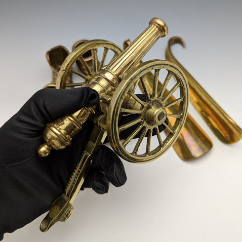 英国ヴィンテージ 真鍮製 大砲&靴オブジェx3 靴べらx2 アソート